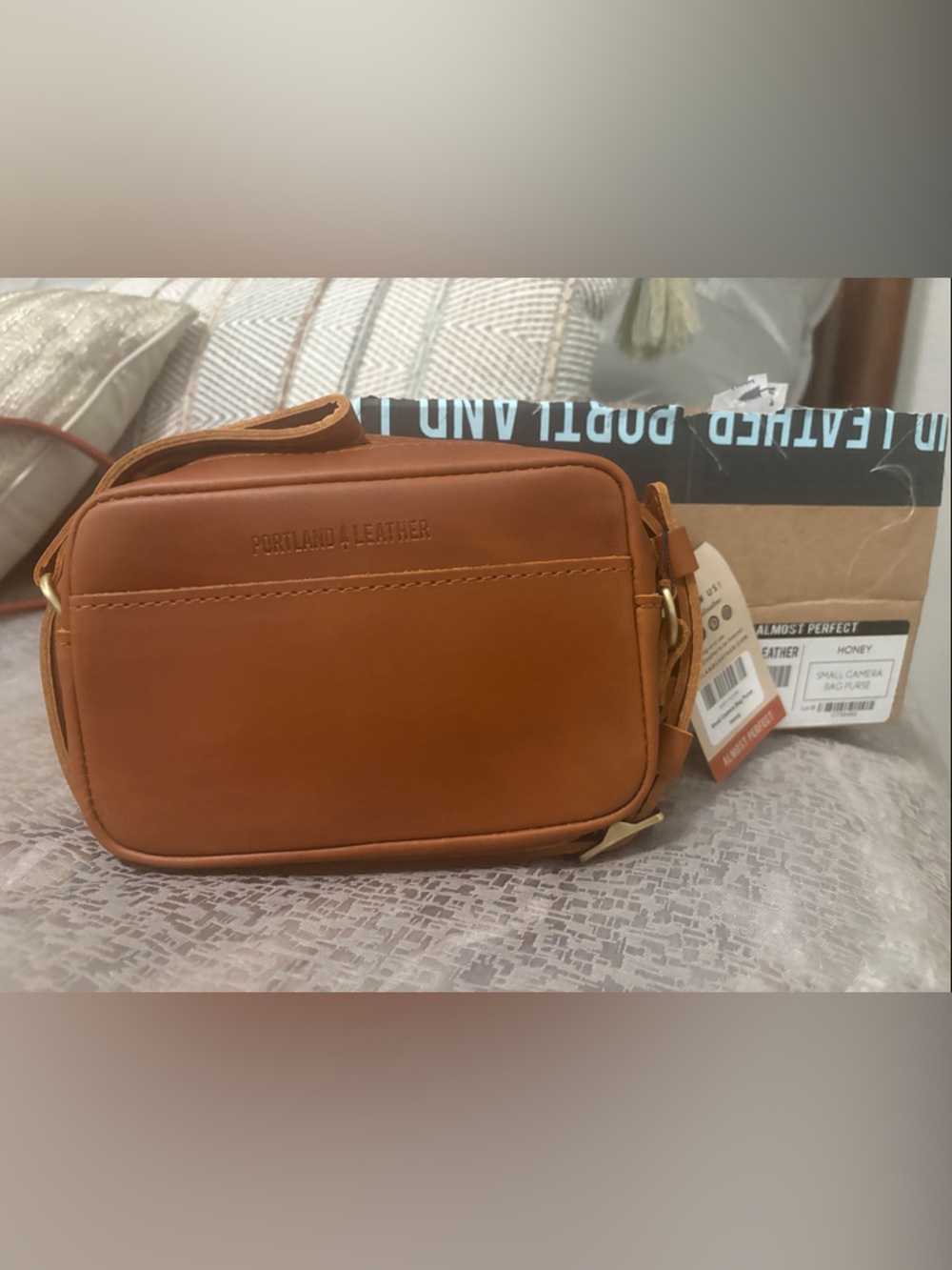 Portland Leather Almost Perfect Honey Crossbody Camera Bag